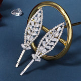 2pcs Rhinestone Leaf Hairpins Hair Clips Women Accessories Girls Hair Pins