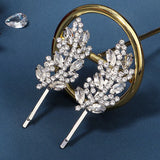 2pcs Rhinestone Leaf Hairpins Hair Clips Women Accessories Girls Hair Pins