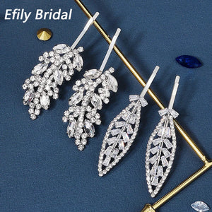 2pcs Rhinestone Leaf Hairpins Hair Clips Women Accessories Girls Hair Pins