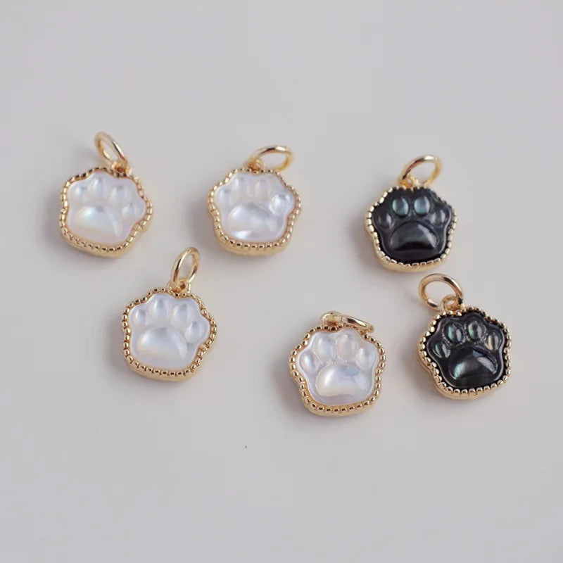 2pcs/lot Cat Paw Bling Shell Beads for DIY Jewelry Making