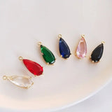 2pcs Glass Pendant Copper Zircon Charms DIY Jewelry Making