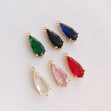 2pcs Glass Pendant Copper Zircon Charms DIY Jewelry Making