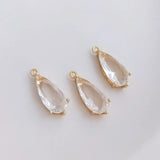 2pcs Glass Pendant Copper Zircon Charms DIY Jewelry Making