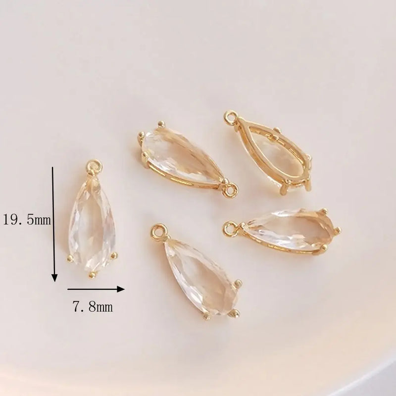 2pcs Glass Pendant Copper Zircon Charms DIY Jewelry Making