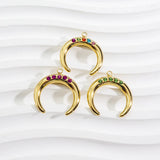 2pcs Stainless Steel 3D Moon Charm Pendant Colorful Crystal Rhinestone DIY