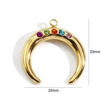 2pcs Stainless Steel 3D Moon Charm Pendant Colorful Crystal Rhinestone DIY
