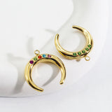 2pcs Stainless Steel 3D Moon Charm Pendant Colorful Crystal Rhinestone DIY