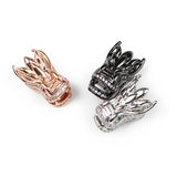 2pcs Chinese Dragon Copper Beads Zircon Charms Spacer DIY Jewelry Making