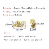 2pcs Chinese Dragon Copper Beads Zircon Charms Spacer DIY Jewelry Making