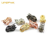 2pcs Chinese Dragon Copper Beads Zircon Charms Spacer DIY Jewelry Making