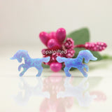 (2pcs/lot) Blue/White Synthetic Opal Unicorn Pendant Necklace