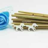 (2pcs/lot) Blue/White Synthetic Opal Unicorn Pendant Necklace