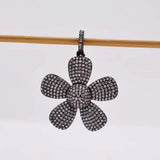 2pcs 37mm Golden Plated Cz Flower Pendant