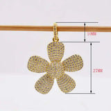 2pcs 37mm Golden Plated Cz Flower Pendant