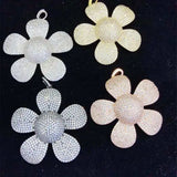 2pcs 37mm Golden Plated Cz Flower Pendant
