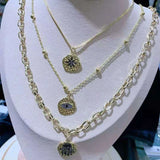 2pcs High Women's Cubic Zircon Micro Flower Round Pendant