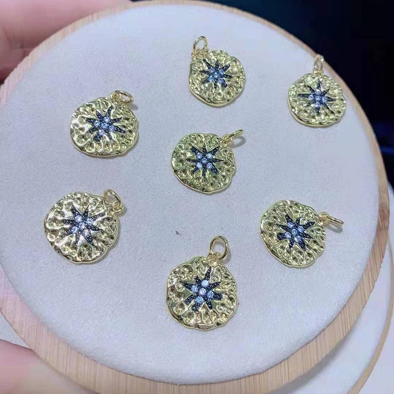 2pcs High Women's Cubic Zircon Micro Flower Round Pendant