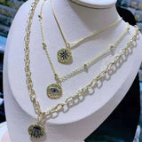 2pcs High Women's Cubic Zircon Micro Flower Round Pendant