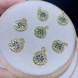 2pcs High Women's Cubic Zircon Micro Flower Round Pendant