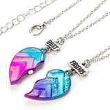 Magnetic Forever Couple Necklace Heart Pendant Chain Rainbow Splicing