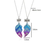 Magnetic Forever Couple Necklace Heart Pendant Chain Rainbow Splicing