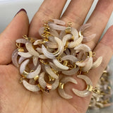 2pcs Agates Stone Crescent Shape Pendant for DIY Jewelry Making