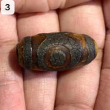 Natural Rare Double Tiger Tooth Dzi Beads Old Agate Beads Amulet Jewelry