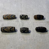 Natural Rare Double Tiger Tooth Dzi Beads Old Agate Beads Amulet Jewelry
