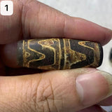 Natural Rare Double Tiger Tooth Dzi Beads Old Agate Beads Amulet Jewelry
