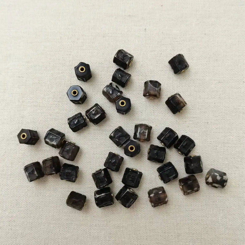 2pcs Natural Dzi Bead Carving Antique Lantern Inlaid Beads Bulk