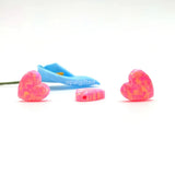 (2pcs/lot) 10mm Opal Stone Beads & Fire Pink Opal Heart Pendant Charm