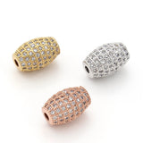 2pcs Oval 8x11mm Copper Rhinestone Pave Beads for DIY Jewelry Making