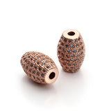 2pcs Oval 8x11mm Copper Rhinestone Pave Beads for DIY Jewelry Making