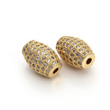 2pcs Oval 8x11mm Copper Rhinestone Pave Beads for DIY Jewelry Making