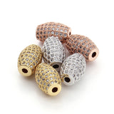 2pcs Oval 8x11mm Copper Rhinestone Pave Beads for DIY Jewelry Making