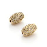 2pcs Oval 8x11mm Copper Rhinestone Pave Beads for DIY Jewelry Making