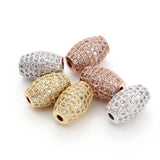 2pcs Oval 8x11mm Copper Rhinestone Pave Beads for DIY Jewelry Making