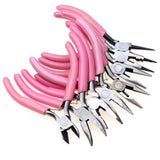 2pcs Pink Handle Jewelry Pliers Tool Kit for DIY Accessory
