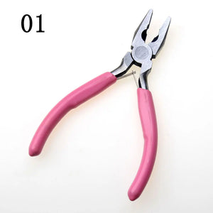 2pcs Pink Handle Jewelry Pliers Tool Kit for DIY Accessory