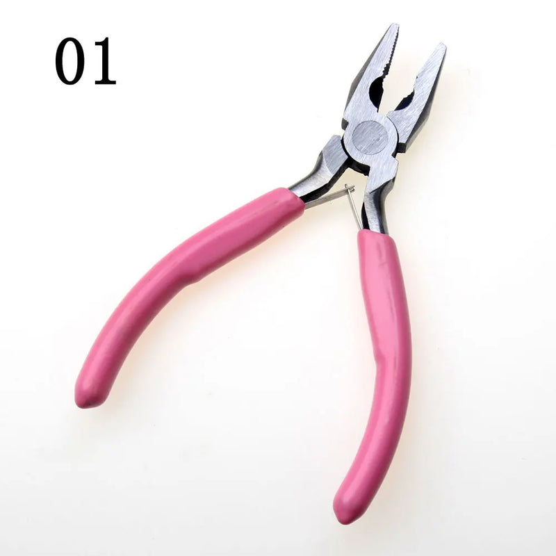 2pcs Pink Handle Jewelry Pliers Tool Kit for DIY Accessory