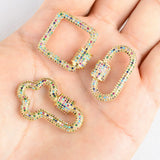 2pcs/lot Rainbow Zirconia Clasp Cross Carabiner Pave Lock