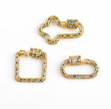 2pcs/lot Rainbow Zirconia Clasp Cross Carabiner Pave Lock