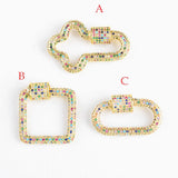 2pcs/lot Rainbow Zirconia Clasp Cross Carabiner Pave Lock