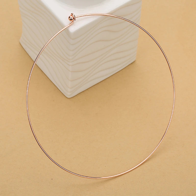 Rose Silver Copper Round Torques Necklace 13cm Width Jewelry Findings