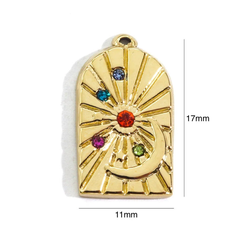2pcs Stainless Steel 14K Evil Eye Flower Star Charm Pendant Crystal Rhinest