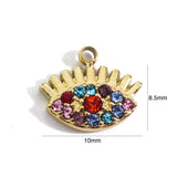 2pcs Stainless Steel 14K Evil Eye Flower Star Charm Pendant Crystal Rhinest