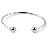2pcs Stainless Steel Adjustable Cuff Bangle Bracelets Silver Tone