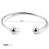 2pcs Stainless Steel Adjustable Cuff Bangle Bracelets Silver Tone