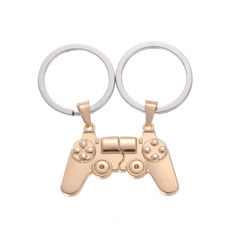 2pcs Game Machine Keychain & Keyring Stainless Steel Gamepad Key Chain