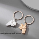 2pcs Game Machine Keychain & Keyring Stainless Steel Gamepad Key Chain